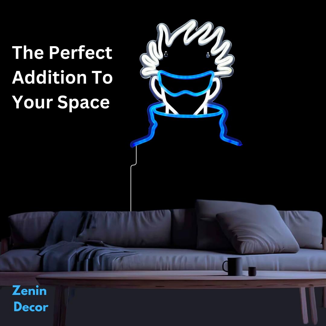 LED Gojo Wall Art Light - Handmade Anime Decor for Bedroom & Game Room