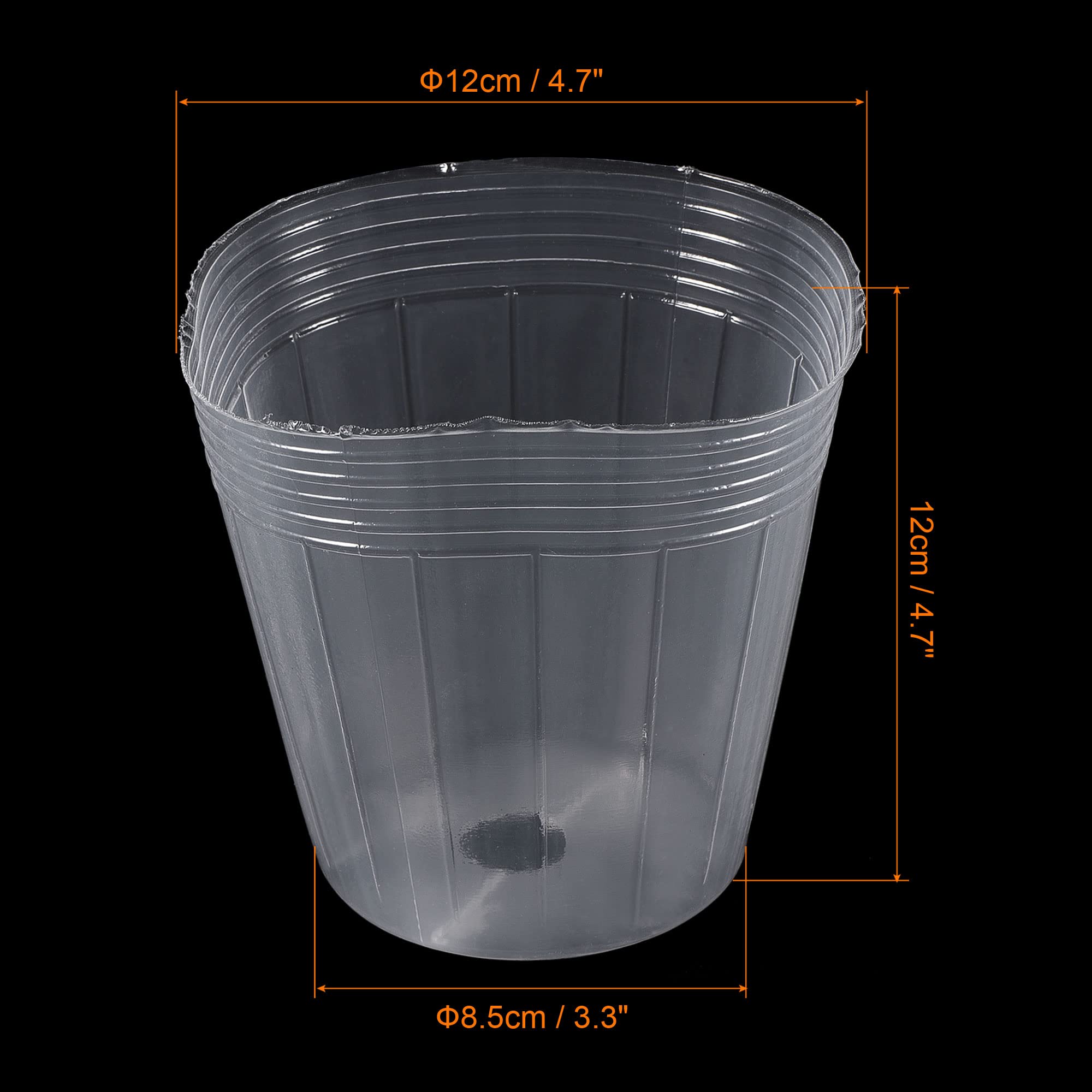 4.7 Inch Plastic Plant Nursery Pots - 20 Pack Clear Flower Starting Containers for Indoor & Outdoor Gardening | Seedlings, Succulents, Herbs & Houseplants
