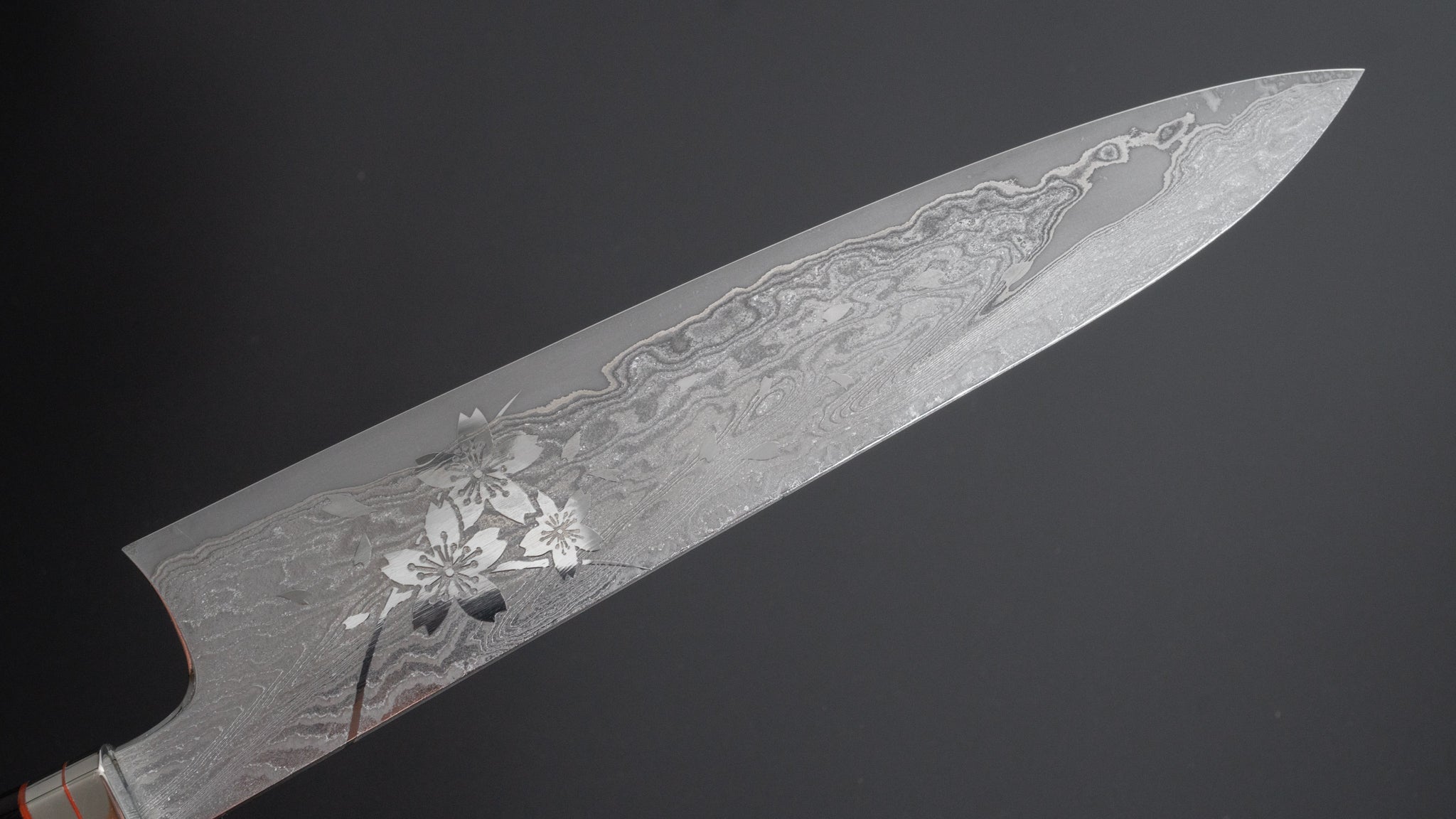 Hitohira Uki Sakura Damascus Gyuto 240mm Japanese Chef Knife - High Carbon Steel Blade with Fusion Ebony Handle - Perfect for Sushi, Meat Cutting & Professional Kitchen Use