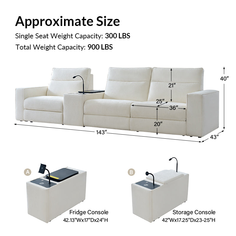 EliteNest Smart Reclining Theater Sofa with Built-in Bluetooth Speakers - Luxury Home Theater Seating for Movie Nights & Gaming Setup