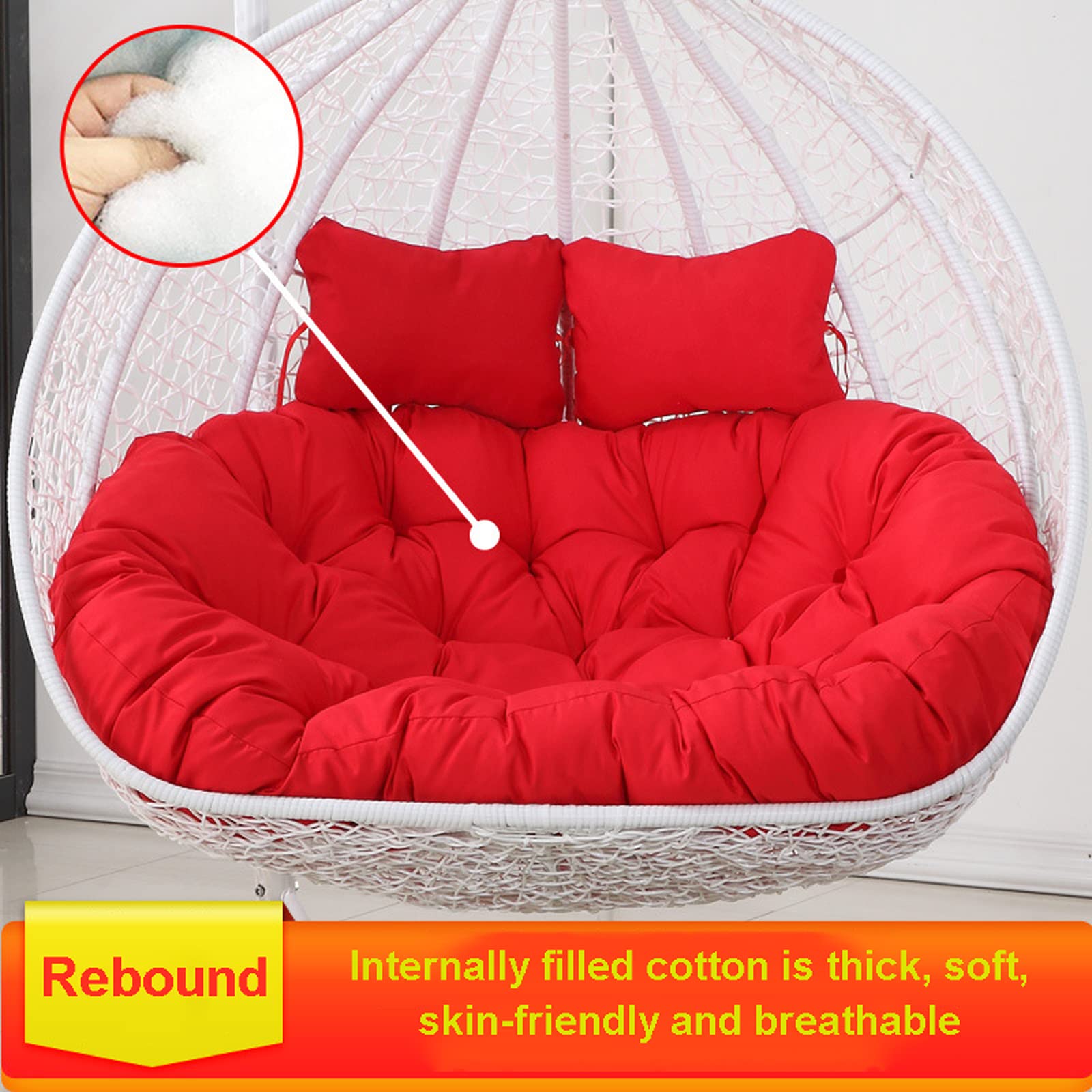 **Thick Washable Egg Nest Hanging Chair Cushion for 2 Persons - Zippered Swing Seat Cover (110x150cm, Orange) - Perfect for Outdoor Patio, Garden, and Hammock Relaxation**