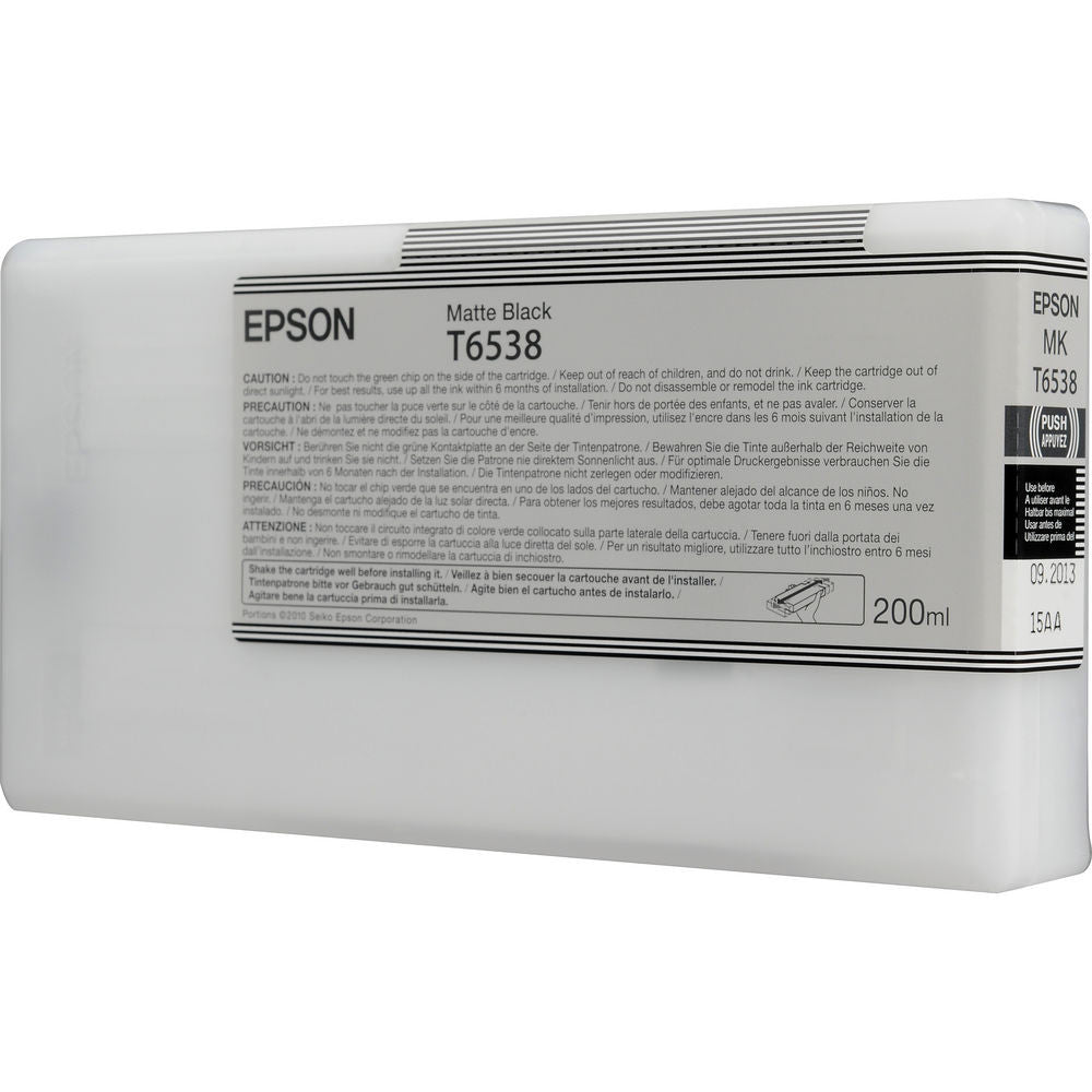 Epson T6538 4900 Ultrachrome Ink HDR 200ml Matte Black Cartridge - High-Quality Printer Ink for Professional Photo Printing, Graphic Design & Fine Art Reproduction