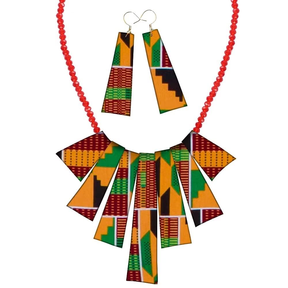 African Statement Necklace Set for Women - Handmade Beaded Necklace & Earrings Jewelry | Wedding, Party & Special Occasion Accessories