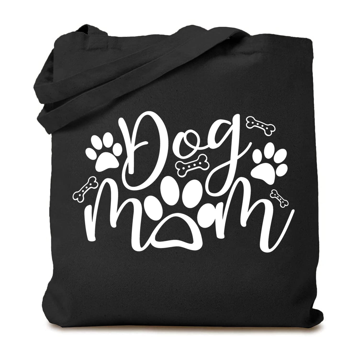 Funny Dog Mom Tote Bag - Cute Dog Paw Print Canvas Grocery Bag for Women | Reusable Shopping Tote Gift for Dog Lovers | Perfect for Grocery Runs, Beach Trips & Dog Park Outings