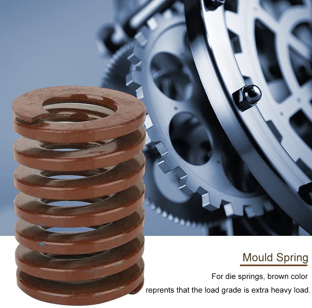 MroMax 3D Printer Die Spring - 16mm OD 50mm Long Heavy Duty Compression Spring for 3D Printer Bed Leveling - Extra Strong Spiral Stamping Mold Spring (1PC, Brown) - Perfect for 3D Printing, CNC Machines & Industrial Applications