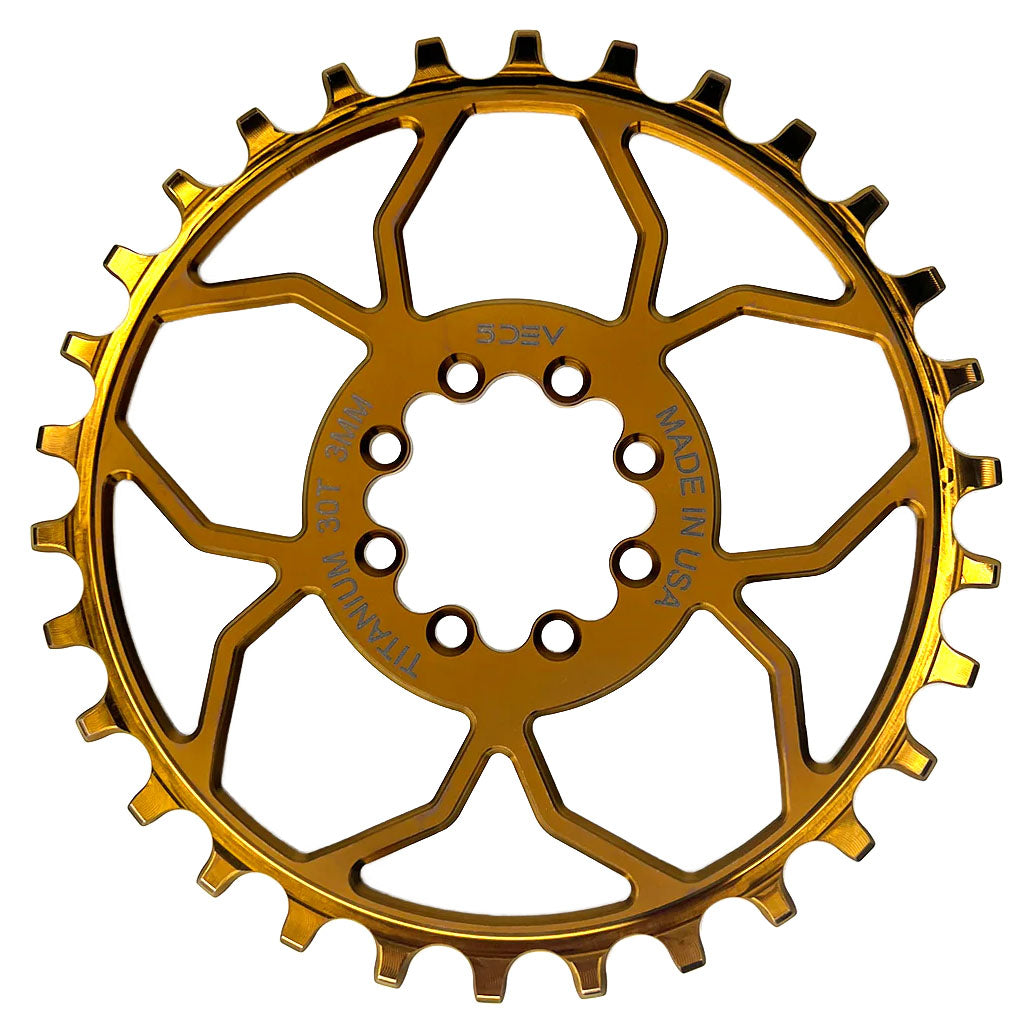 5Dev Titanium 8 Bolt Chainring - 3mm Offset, 32T Bronze MTB Bike Chain Ring for Shimano/SRAM - Durable & Lightweight for Mountain Biking & Road Cycling