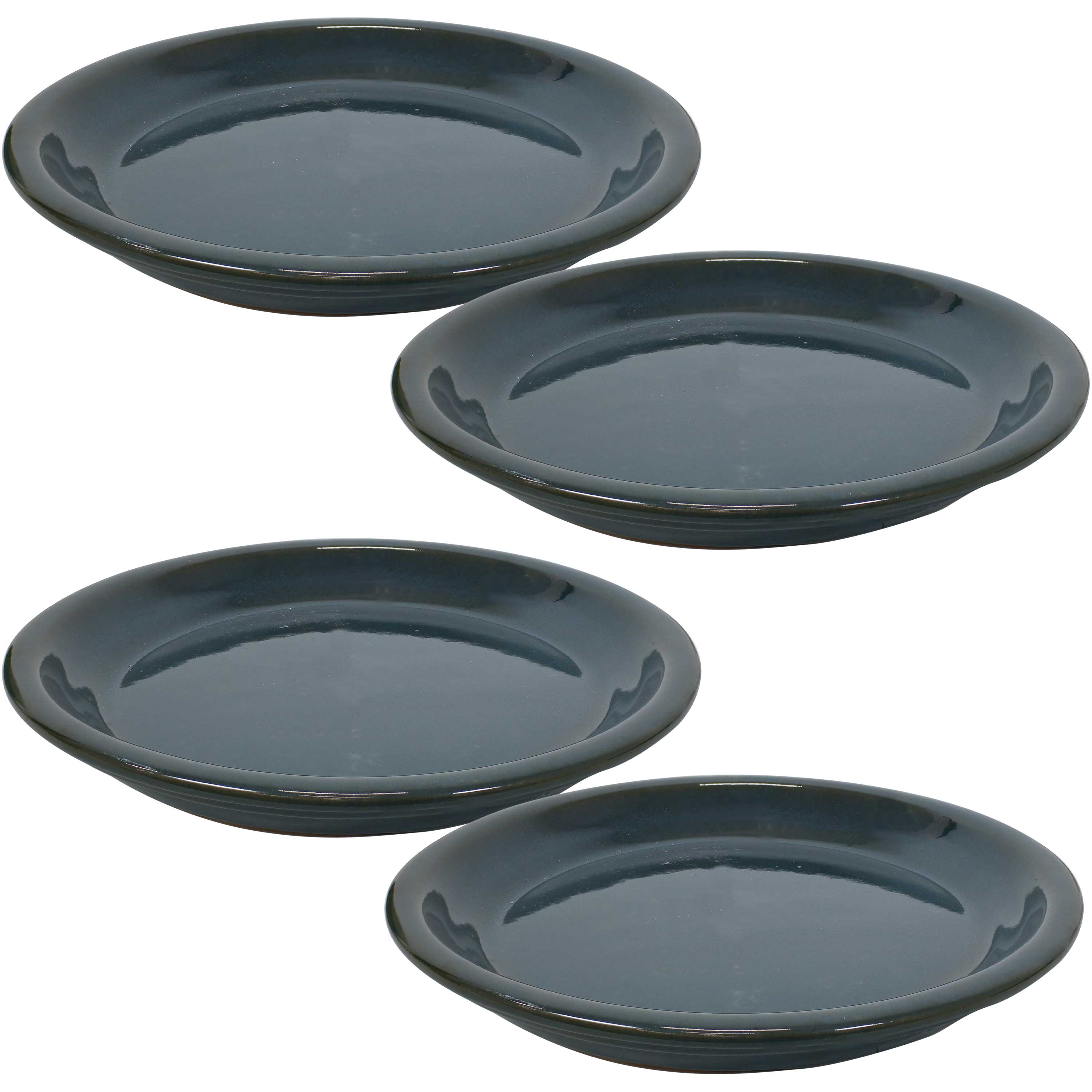 Sunnydaze 4-Pack Glazed Ceramic Plant Saucers for Indoor & Outdoor Potted Plants – Perfect for Home, Garden, and Patio Decor