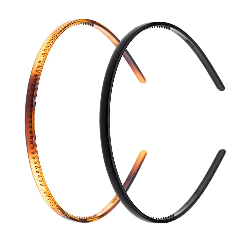 Ruihfas 2Pcs Fashion Headbands for Women & Girls - Non-Slip Hair Hoops with Teeth Comb, Small Size | Perfect for Workouts, Yoga, and Everyday Styling