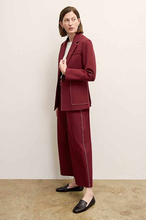 Grenville Jacket - Eco-Friendly Contrast Stitch Denim Alternative in Berry Jam Color | Perfect for Casual Outings & Outdoor Adventures