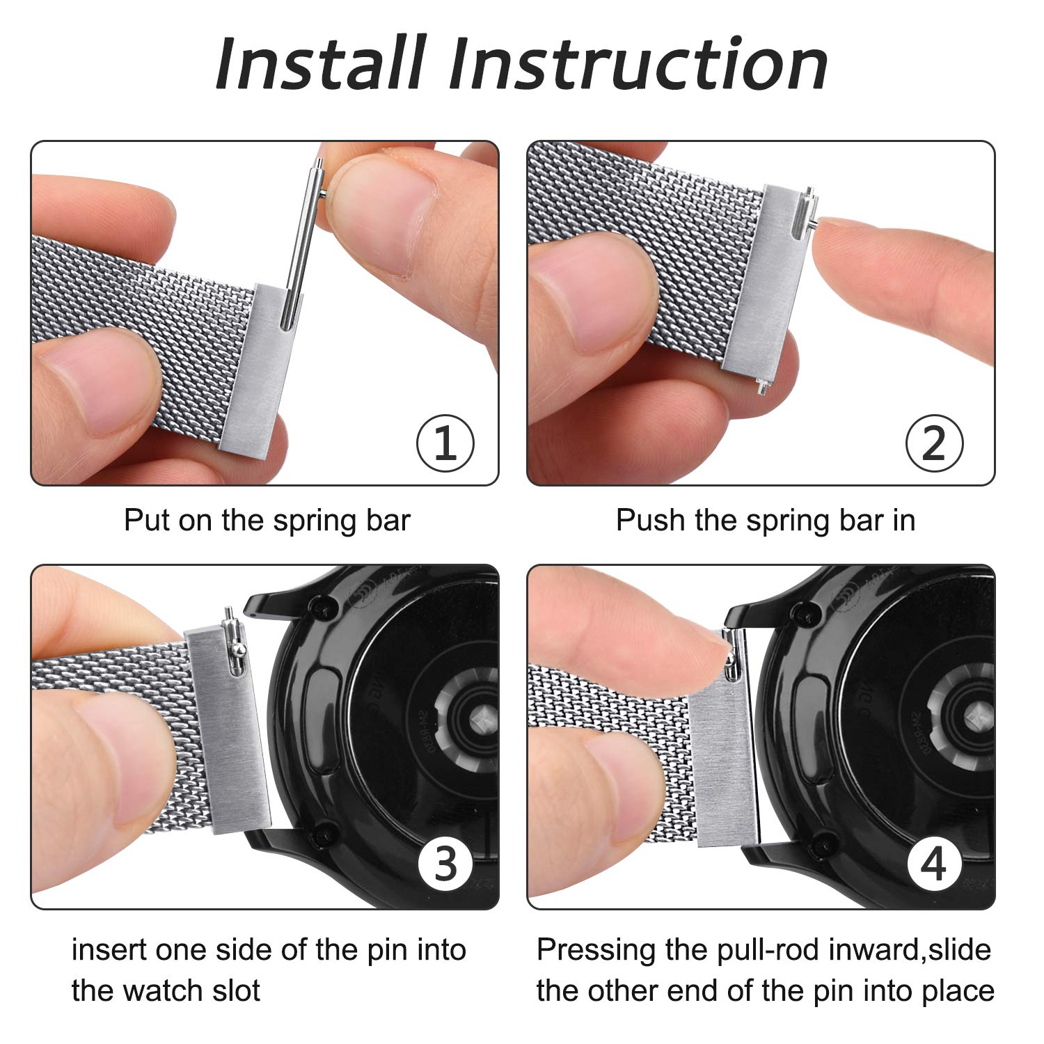 Meliya 20mm 22mm Quick Release Stainless Steel Mesh Watch Band - Silver Metal Replacement Strap for Women & Men - Perfect for Dress Watches & Formal Occasions