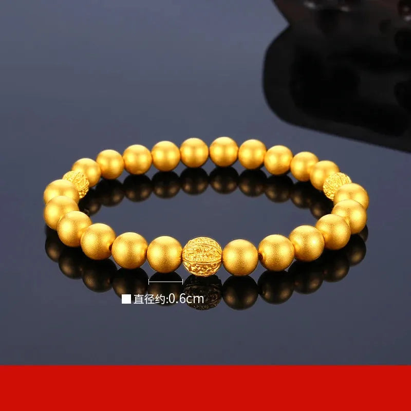24K Pure Gold Bracelet for Women - 999 Solid Real Gold Bangle with Smooth Beads, Elegant & Trendy Fine Jewelry Gift for Anniversary, Birthday, Valentine's Day - 2023 New Collection