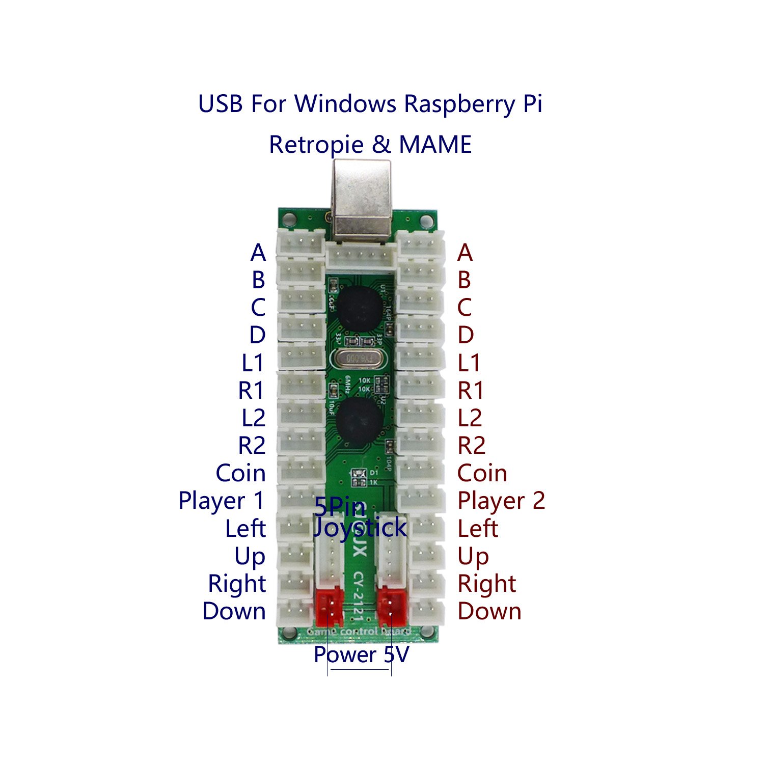 2 Player LED Arcade DIY Kit - USB Fighting Joystick for PC & Raspberry Pi Gaming