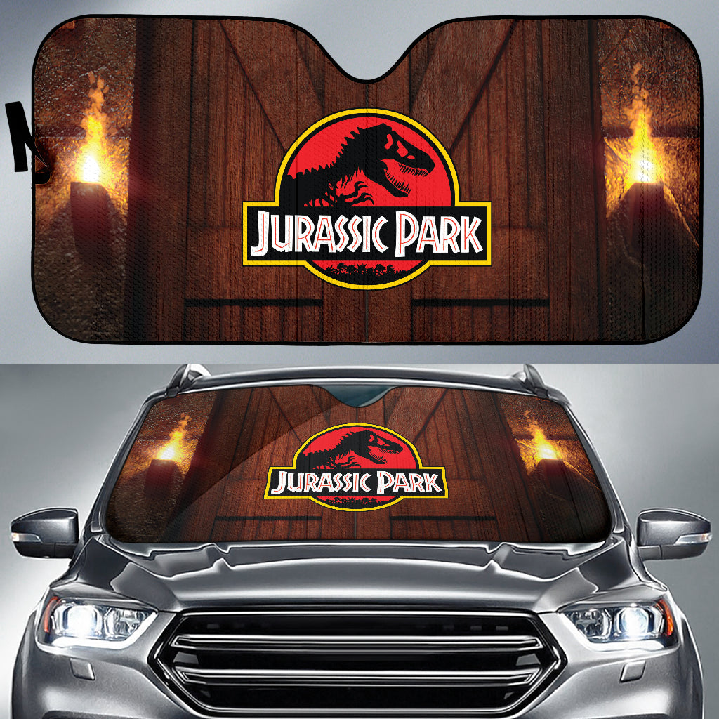 Best Jurassic Park Printed Car Sun Shade - UV Protection & Heat Blocking Auto Accessory - Perfect Gift for Movie Fans & Road Trips