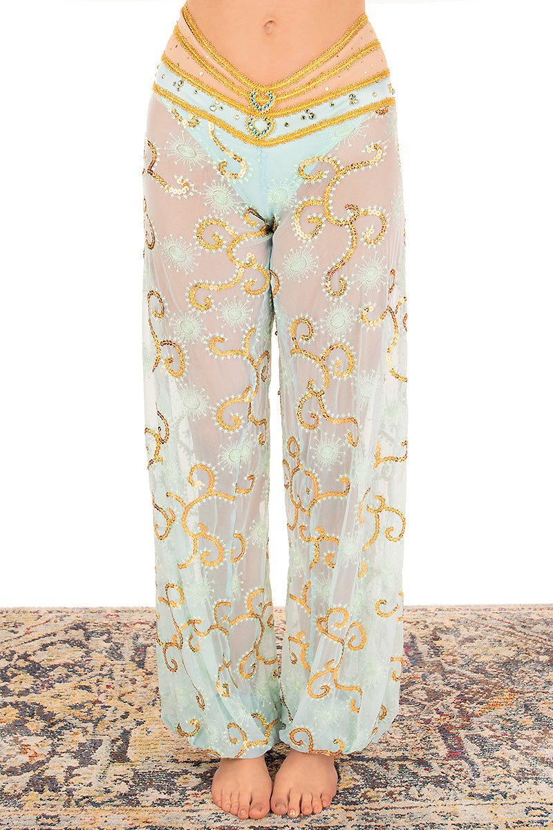 Premium Jasmine Floral Print Women's Pants - Elegant High Waist Lounge Pants for Yoga, Home Wear & Casual Outfits