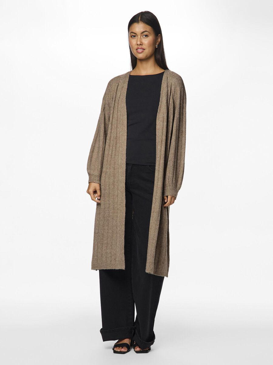 Maggy Long Knit Cardigan for Women - Soft Taupe Grey Open Front Sweater | Perfect for Fall Layering, Office Wear & Casual Outfits