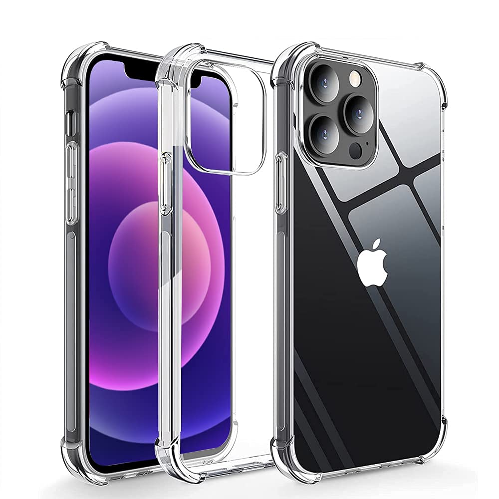 Crystal Clear iPhone 13 Pro Case | 6.1 Inch Shockproof & Anti-Yellowing Phone Cover | Perfect for Everyday Protection & Showcasing Your Phone Design