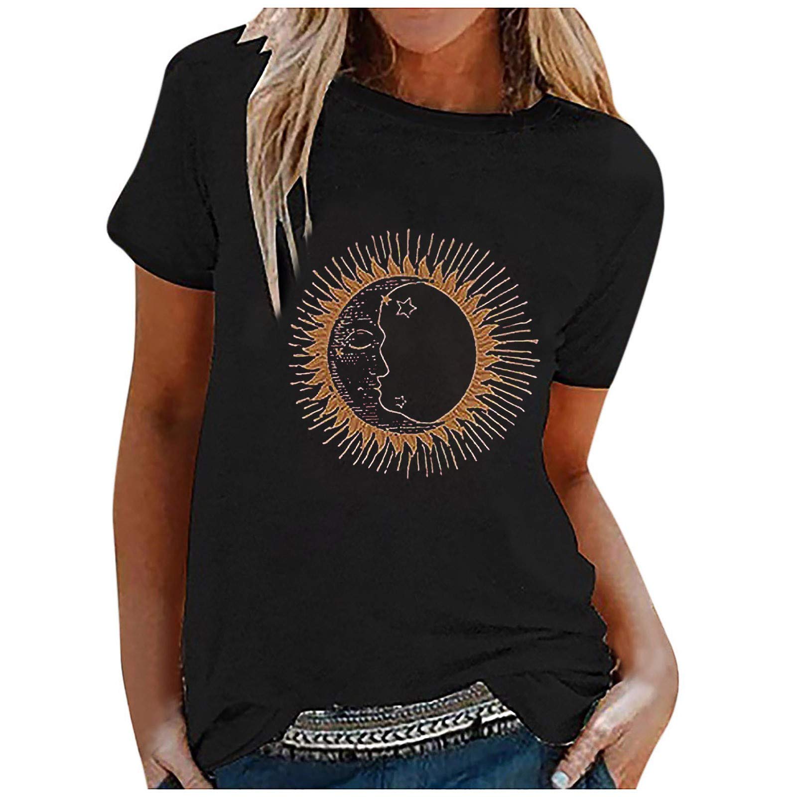 Colorful Tie-Dye Short Sleeve Blouse for Women - Loose Fit Printed O-Neck T-Shirt - Casual Summer Wear, Beach Outfits & Boho Fashion