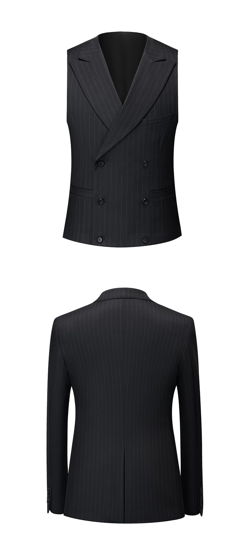 Men's Classic Stripe 3-Piece Business Suit Set - 2 Button Tuxedo Jacket, Vest & Pants for Wedding, Prom & Formal Events | Premium Elegant Office Attire & Special Occasion Outfit (2025 Collection)