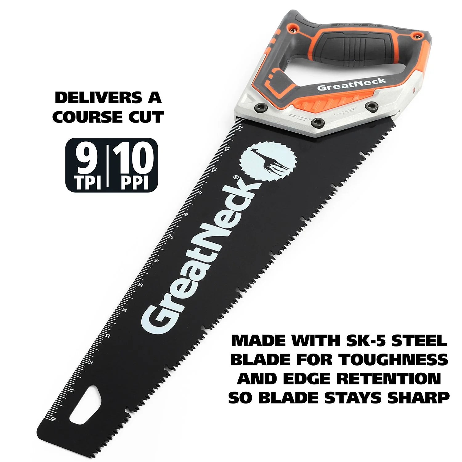 GreatNeck 74003 15-Inch Aggressive Tooth Handsaw - Heavy Duty Aluminum Frame Wood Saw for Cutting Branches, PVC, Trees | Perfect for DIY Projects, Camping, Gardening & Outdoor Use