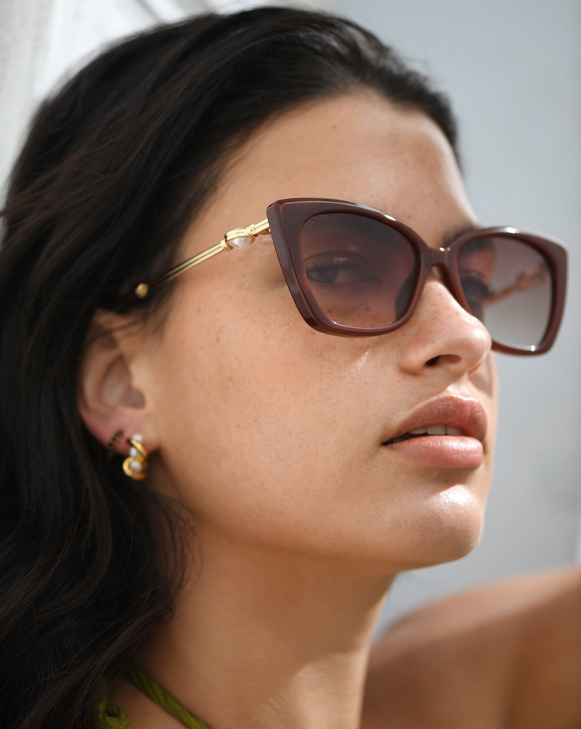 Le Specs Lyra Sphere Cat Eye Sunglasses for Women - Burgundy/Pearl Frame with UV Protection - Perfect for Beach, Driving & Fashion Outfits
