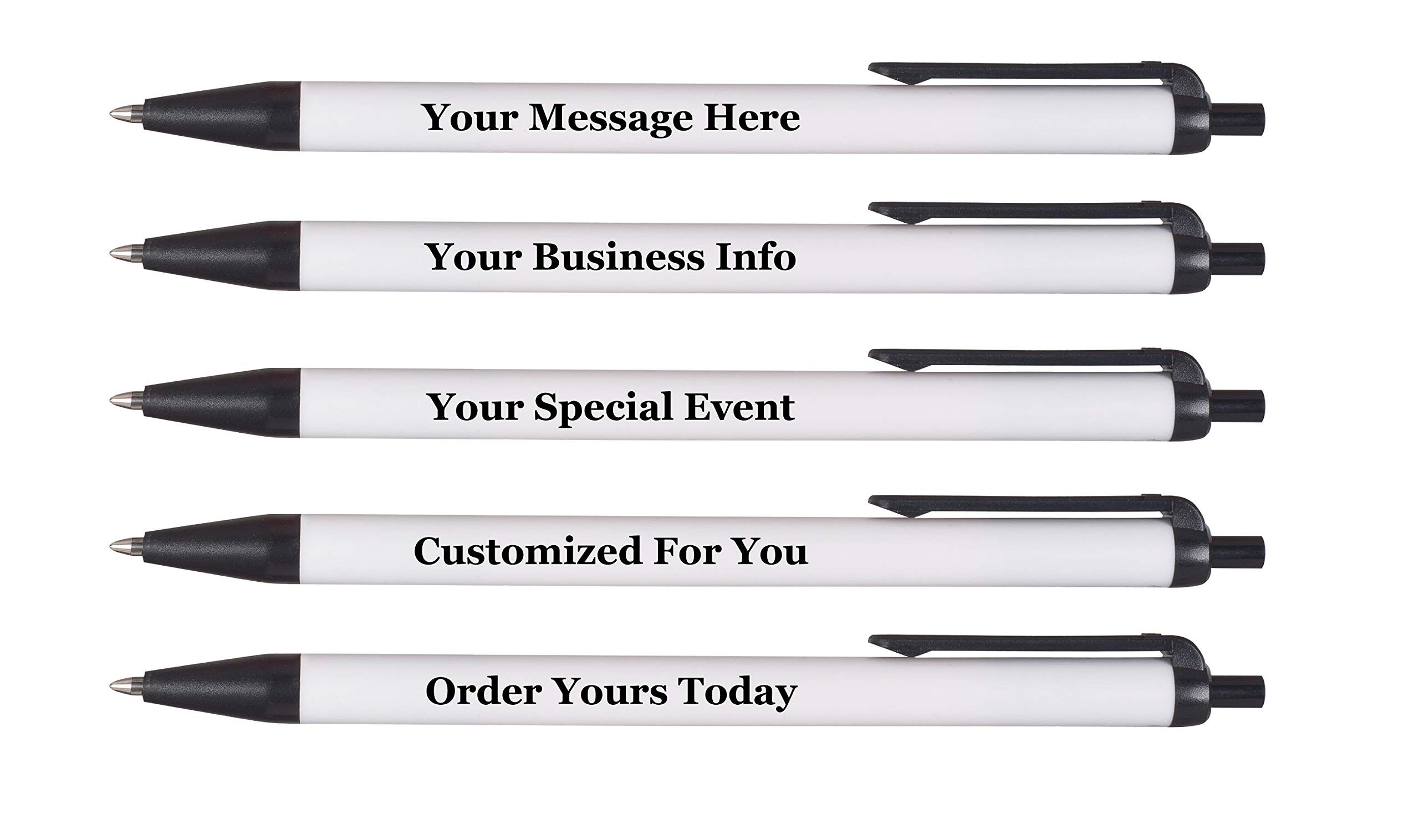 Custom Printed Ballpoint Pens - Personalized with Event Info, Business Name or Message - Black Ink - Made in USA - Bulk 2500 Pens for Corporate Gifts, Trade Shows & Promotional Events