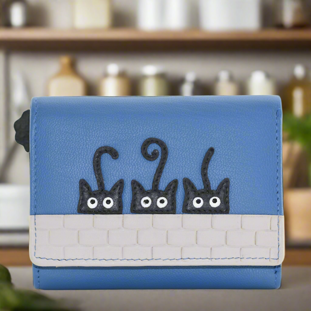 Stylish Mala Leather Peek-a-Boo Small Tri-Fold Wallet in Blue - Perfect for Everyday Use, Travel & Gift Giving