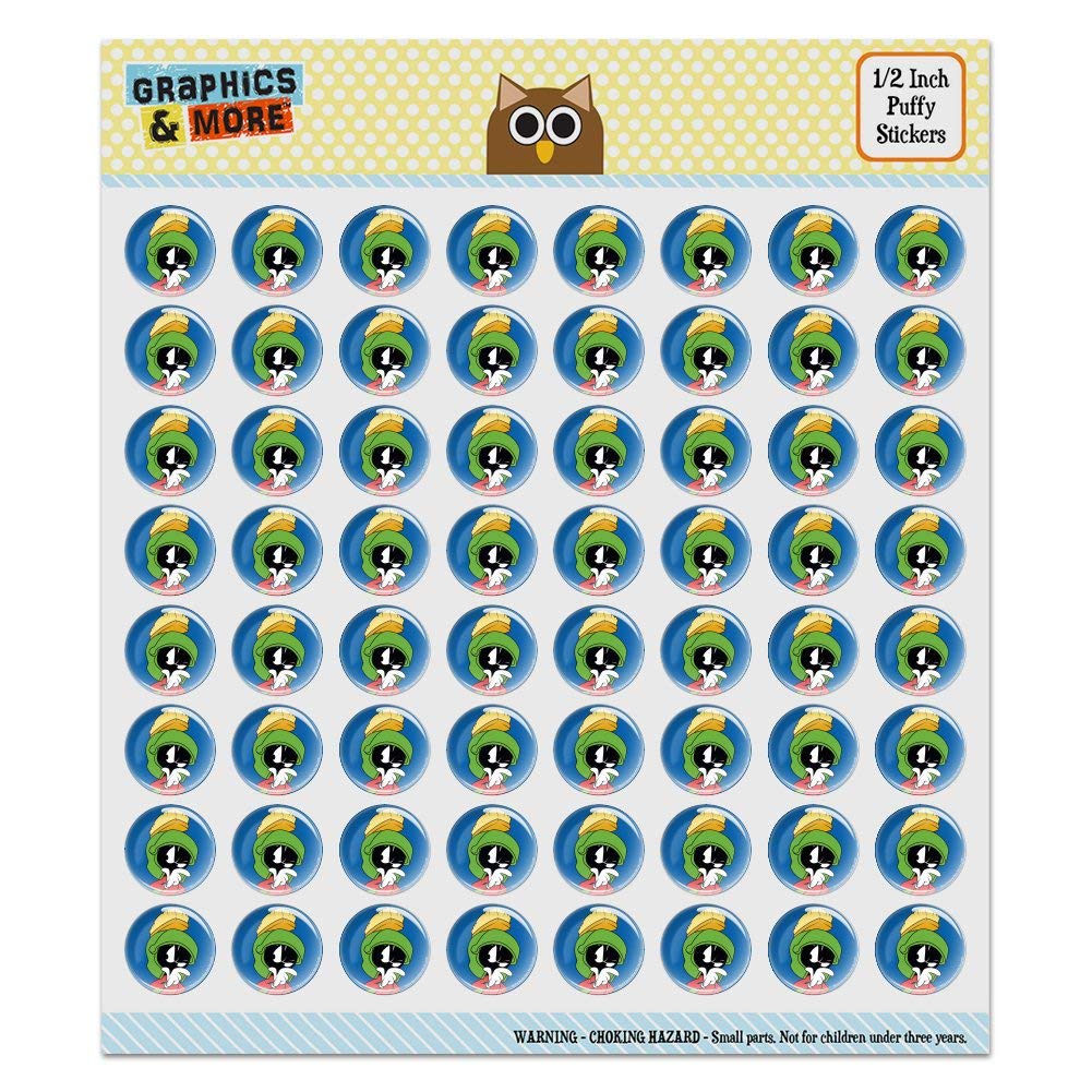 Looney Tunes Marvin The Martian Puffy Bubble Dome Stickers - 50pcs Scrapbooking & Crafting Supplies for DIY Albums, Journals, Cards - Fun Cartoon Decorative Stickers for Kids & Adults