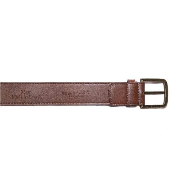 Bo Brass Buckle Vegan Leather Belt for Men & Women - Chestnut Brown | Stylish & Durable Waistband for Casual, Office & Formal Wear