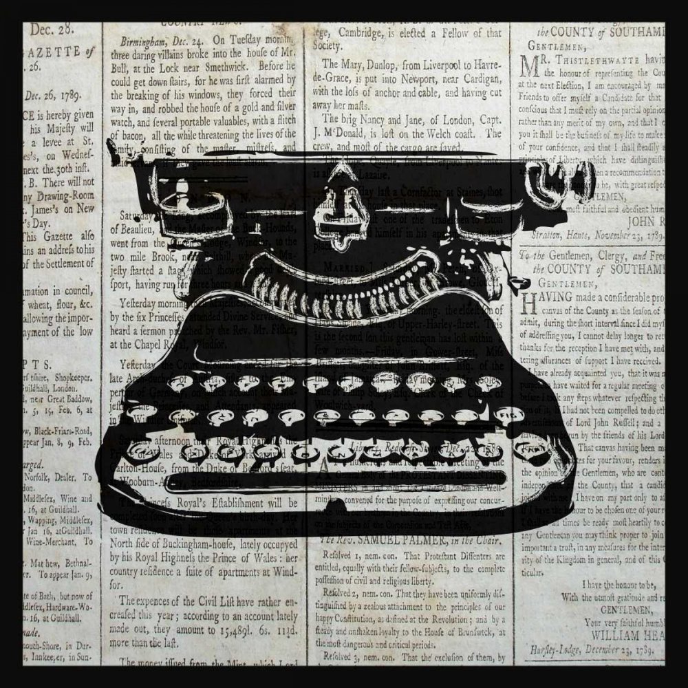 Vintage Typewriter Ballantyne Piper Art Print - 31x31 Inch Fine Art Paper for Framing - Wall Decor for Home, Office & Studio - Perfect for Vintage Lovers & Writers