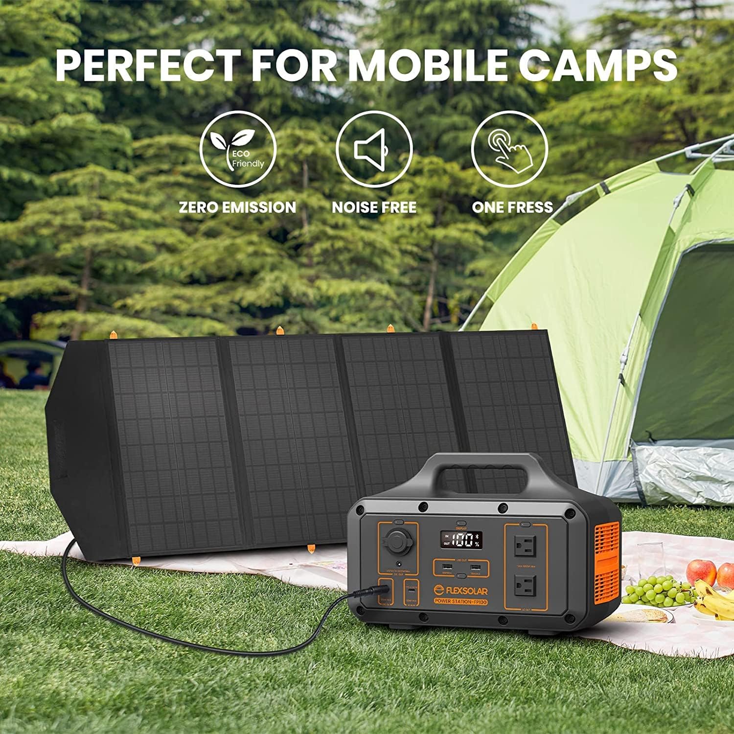 FlexSolar 120W Portable Solar Panel - IP67 Waterproof Folding Solar Charger with USB-C, 2 USB-A & 18V DC Output for 300W-1500W Power Stations | Charge Phones, Power Banks & 12V Car Batteries | Perfect for Camping, RV Trips & Emergency Power Backup
