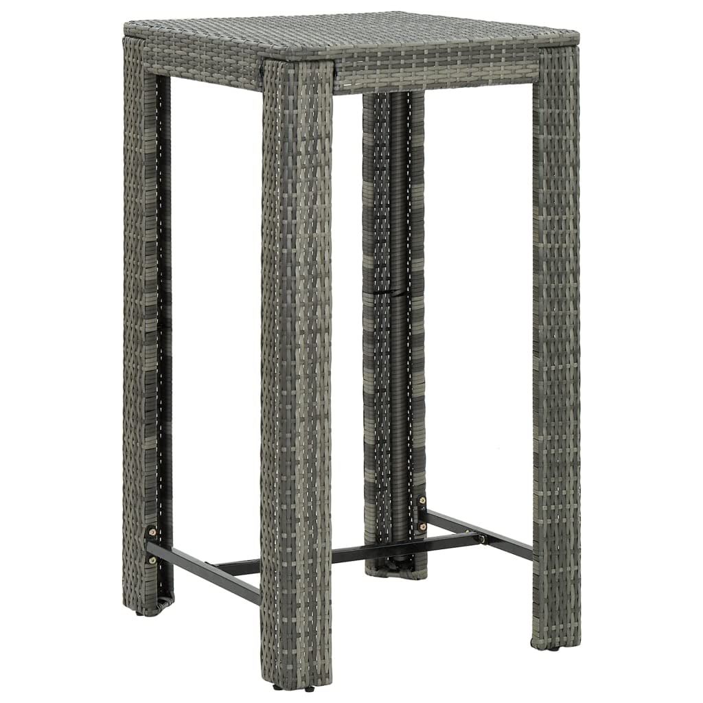 CHARMMA 3-Piece Patio Bar Set with Weather-Resistant Poly Rattan & Cushions - Modern Gray Outdoor Furniture (23.8KG) - Perfect for Backyard, Garden, Balcony or Poolside Relaxation