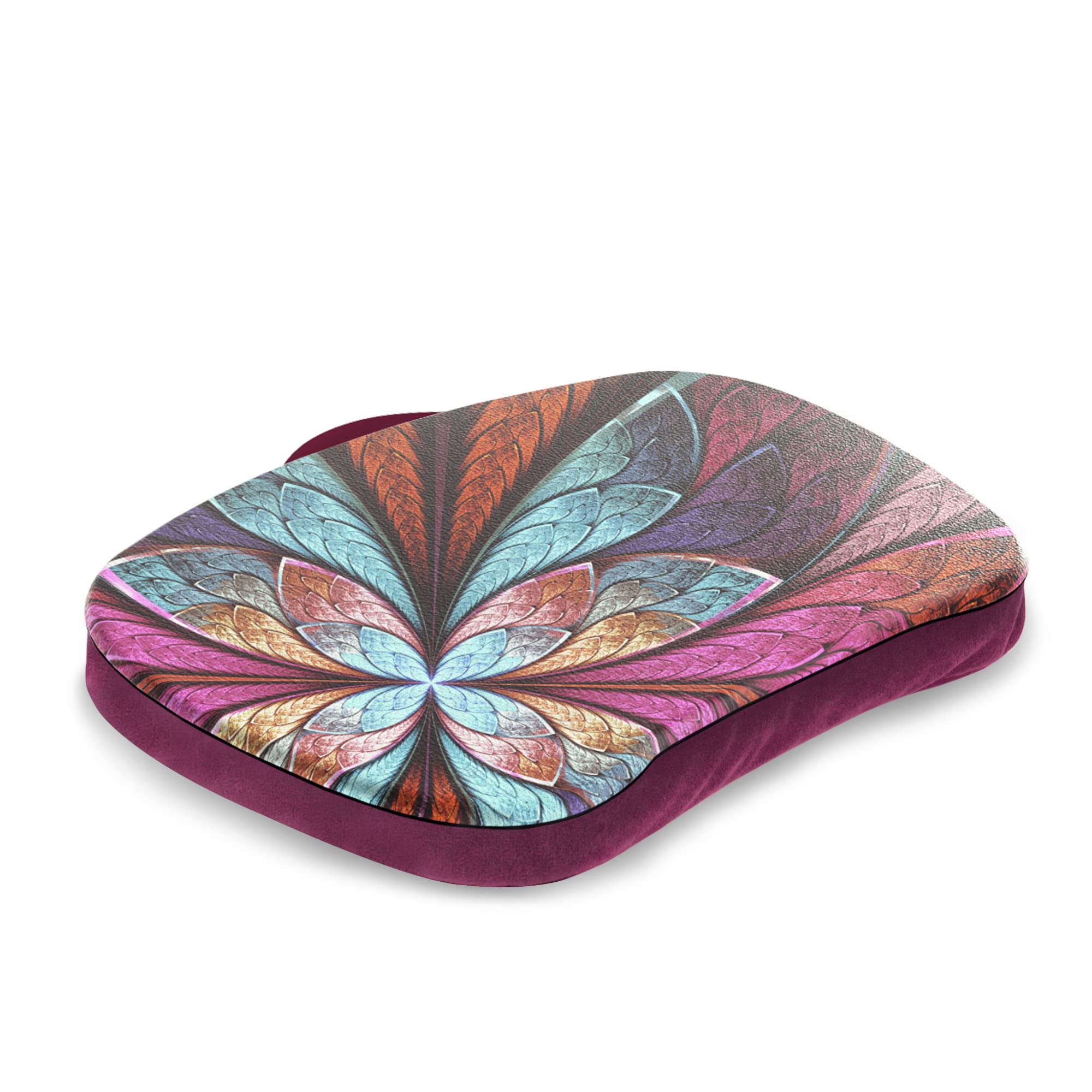QIELIZI Portable Lap Desk with Pillow Cushion - Adjustable Laptop Stand for 15.6 Inch Notebook, Lightweight Computer Desk for Home Office, Study, Reading & Writing - Perfect for Students, Professionals & Bed Use (Fractal Flower Design)