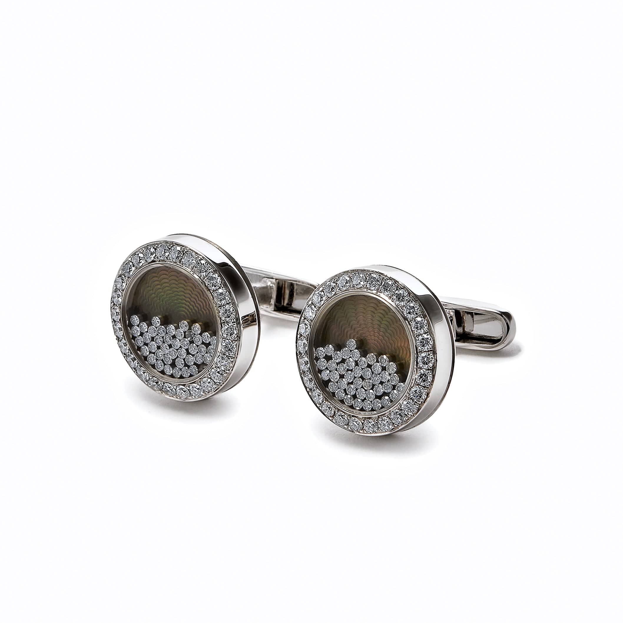 18K White Gold Diamond Cufflinks for Men - Luxury Wedding & Formal Dress Accessories - Perfect for Business Meetings, Groomsmen Gifts & Special Occasions