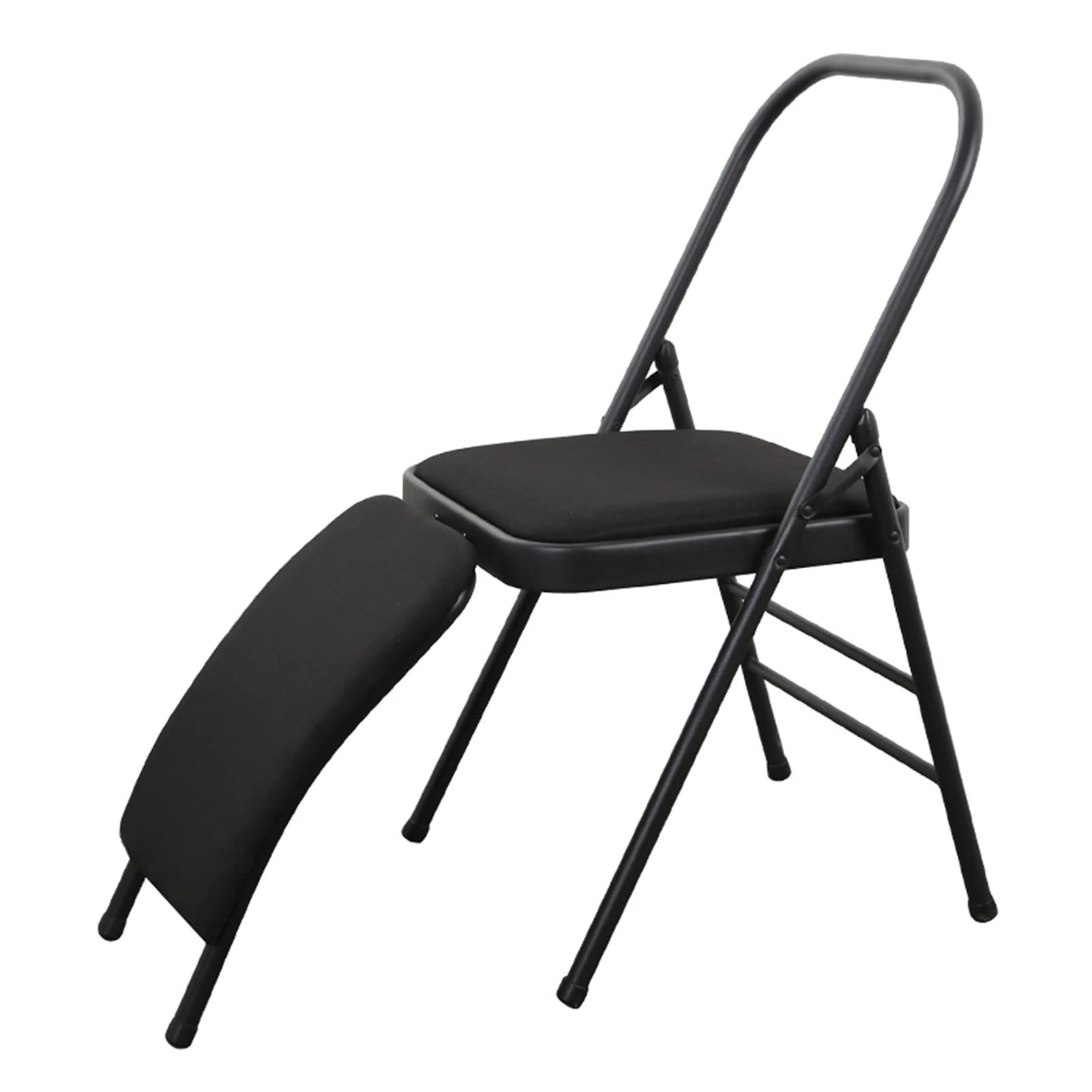 Foldable Yoga Chair for Back Support & Posture Correction - Stable Double Beam Design with Widened Lumbar Support - Black/Gray/Pink (Black) - Perfect for Home Yoga Practice, Meditation & Physical Therapy