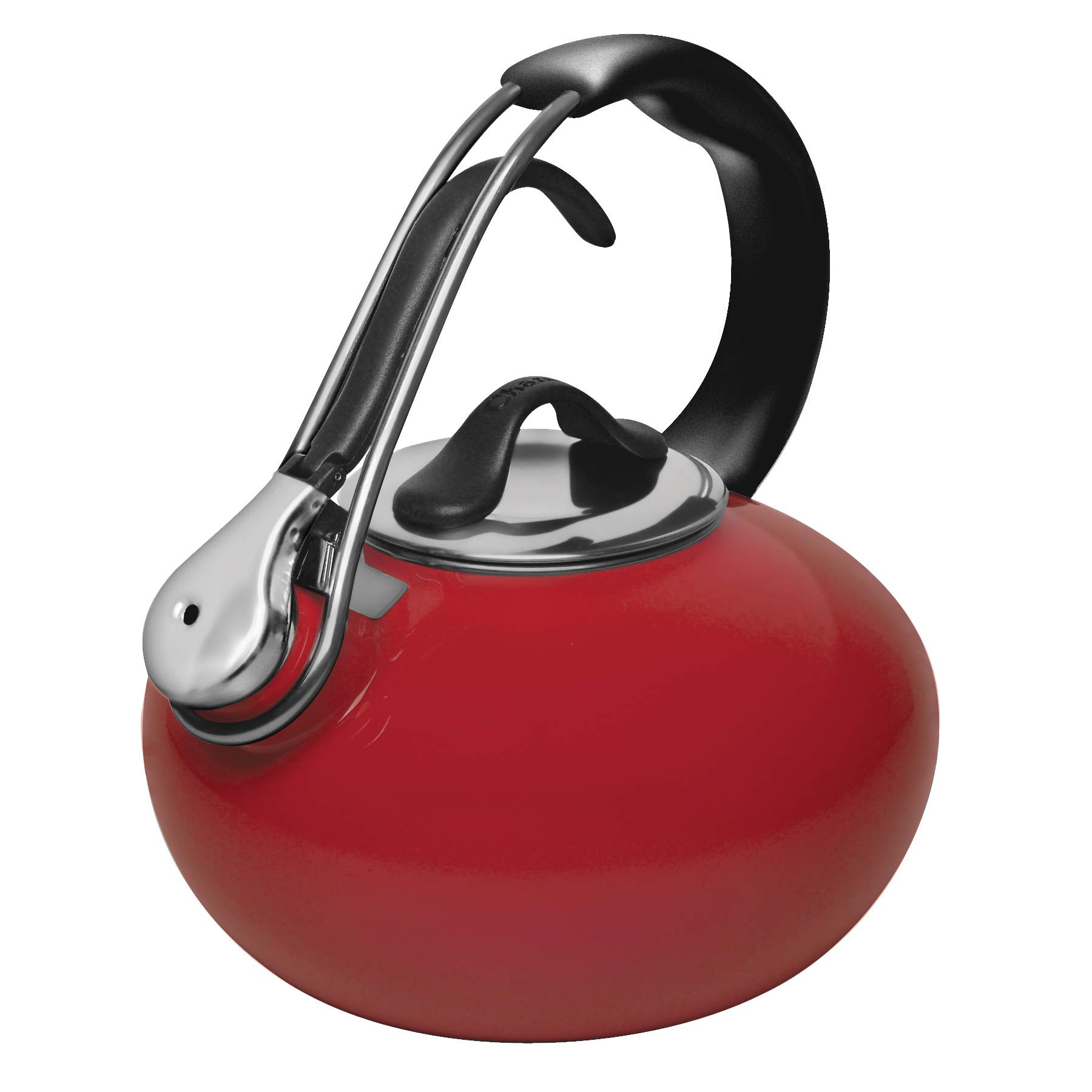 Chantal Classic Loop Enamel on Steel Whistling Tea Kettle - 1.8 Quart, Red - Stovetop Whistling Tea Pot for Gas & Electric Ranges - Perfect for Home, Kitchen, Office & Camping Use