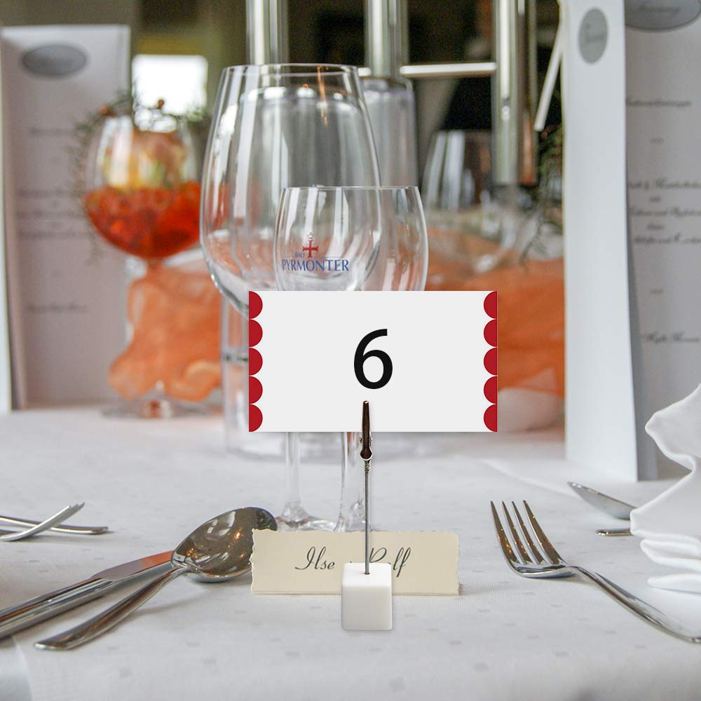 20pcs White Table Number Holders - Elegant Name Place Card Stands, Memo Clips & Menu Holders for Weddings, Parties & Restaurants - Perfect for Seating Cards, Photos & Notes