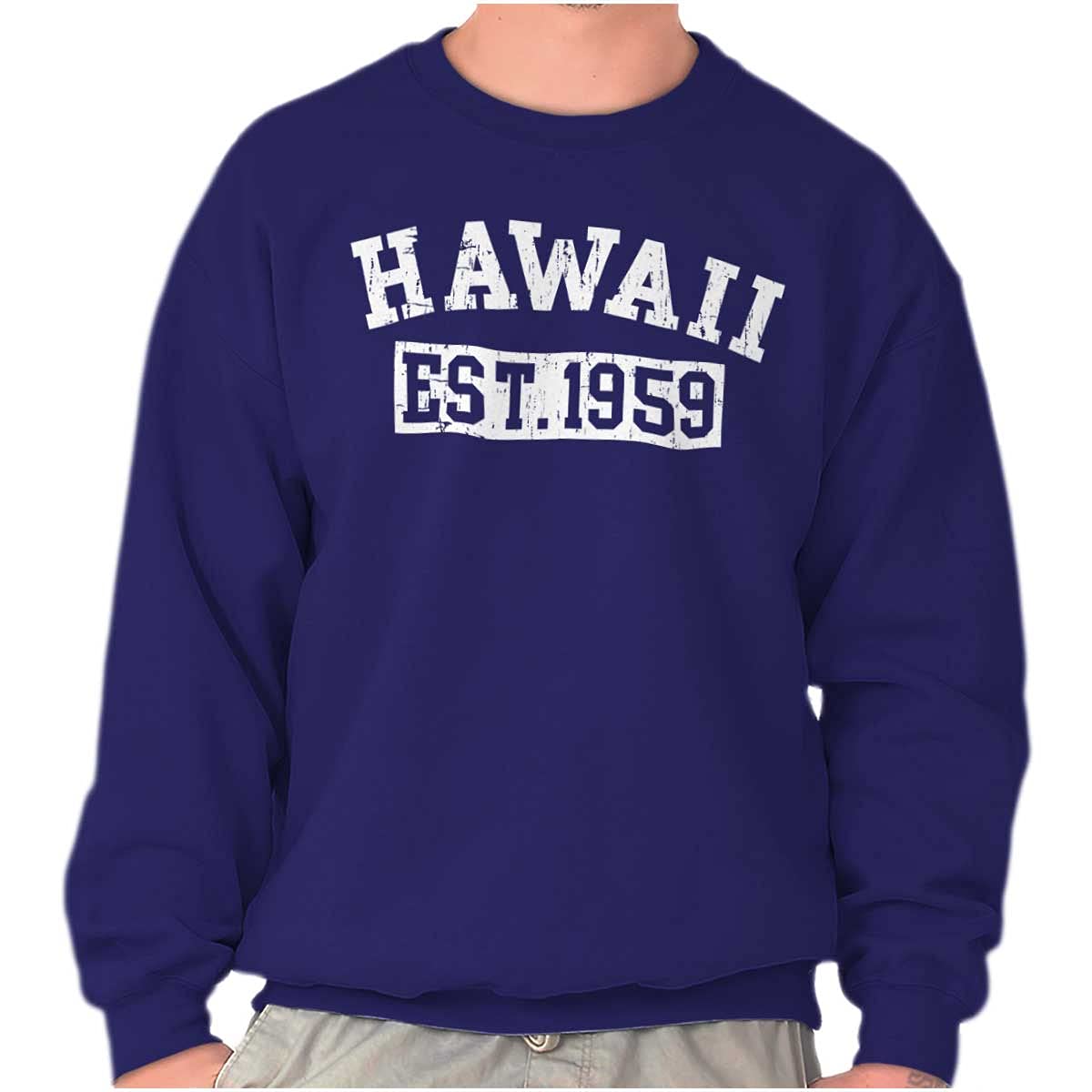 Vintage Distressed Hawaii 1959 Graphic Pullover Sweatshirt for Men & Women - Casual Streetwear & Island Vacation Outfit