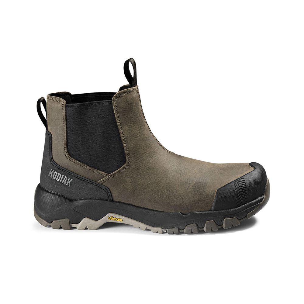 Kodiak Quest Bound Men's 6 Inch Chelsea Composite Toe Work Boots - Waterproof, Slip Resistant, Safety Shoes for Construction & Outdoor Work (Brown)