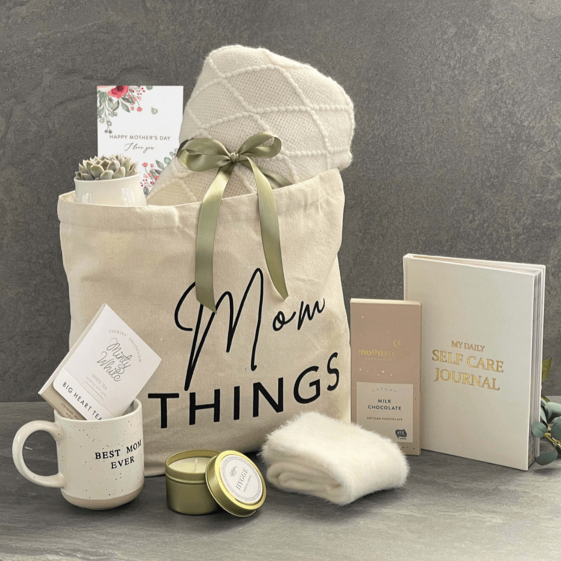 Best Mother's Day Gift Set for Mom - Cozy Blanket, Soft Socks & Succulent Plant | Thoughtful Present for Birthday, Anniversary & Holidays | Perfect for Relaxation & Home Decor