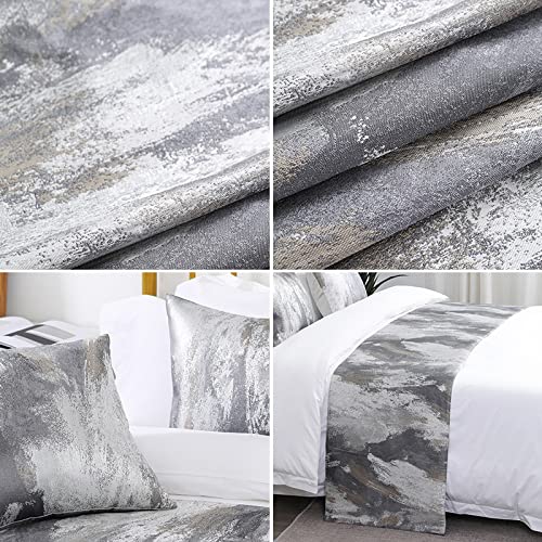 ZUUNA Hotel Bed Flag & Bed Runner Set - Ink Wash Painting Design for Homestay, Wedding Room Decor - Elegant Bed Tail Towel & Pillowcase for Luxury Bedroom Styling