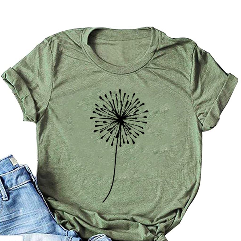 **Aayomet Women's Plus Size Summer T-Shirt - Short Sleeve Casual Top with Dandelion Print, Oversized Fit - Perfect for Beach, Travel & Everyday Wear**