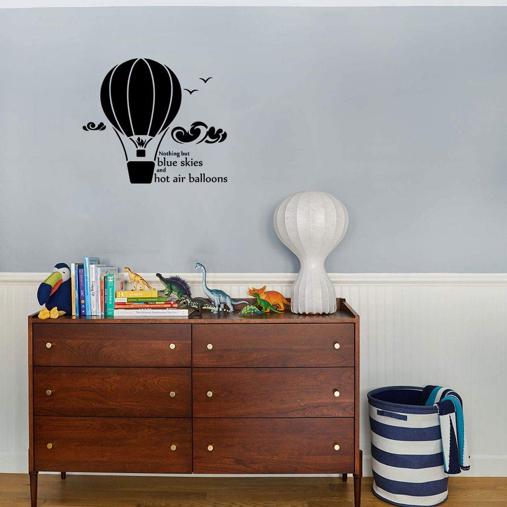 Blue Skies Hot Air Balloon Quote Wall Decal - 35x40 Inch Vinyl Sticker Art for Kids Room, Nursery, Bedroom & Home Decor - Perfect for Girls, Boys, Kindergarten & Playroom Wall Decoration