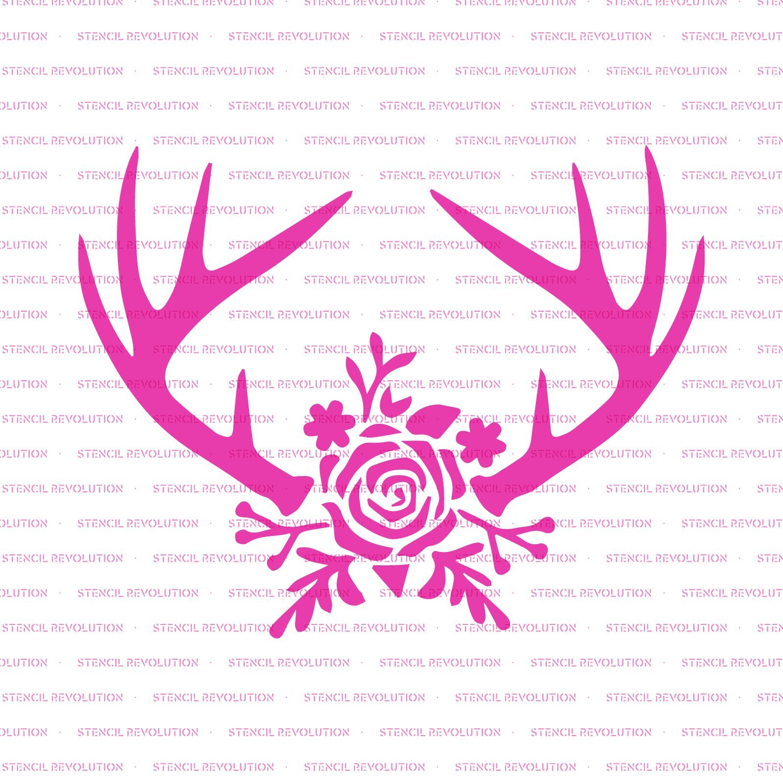Rose Antlers Stencil for DIY Crafts - Reusable Animal & Floral Stencils for Painting, Wood Burning, and Wall Decor | Perfect for Home Art Projects, Scrapbooking, and Gift Making