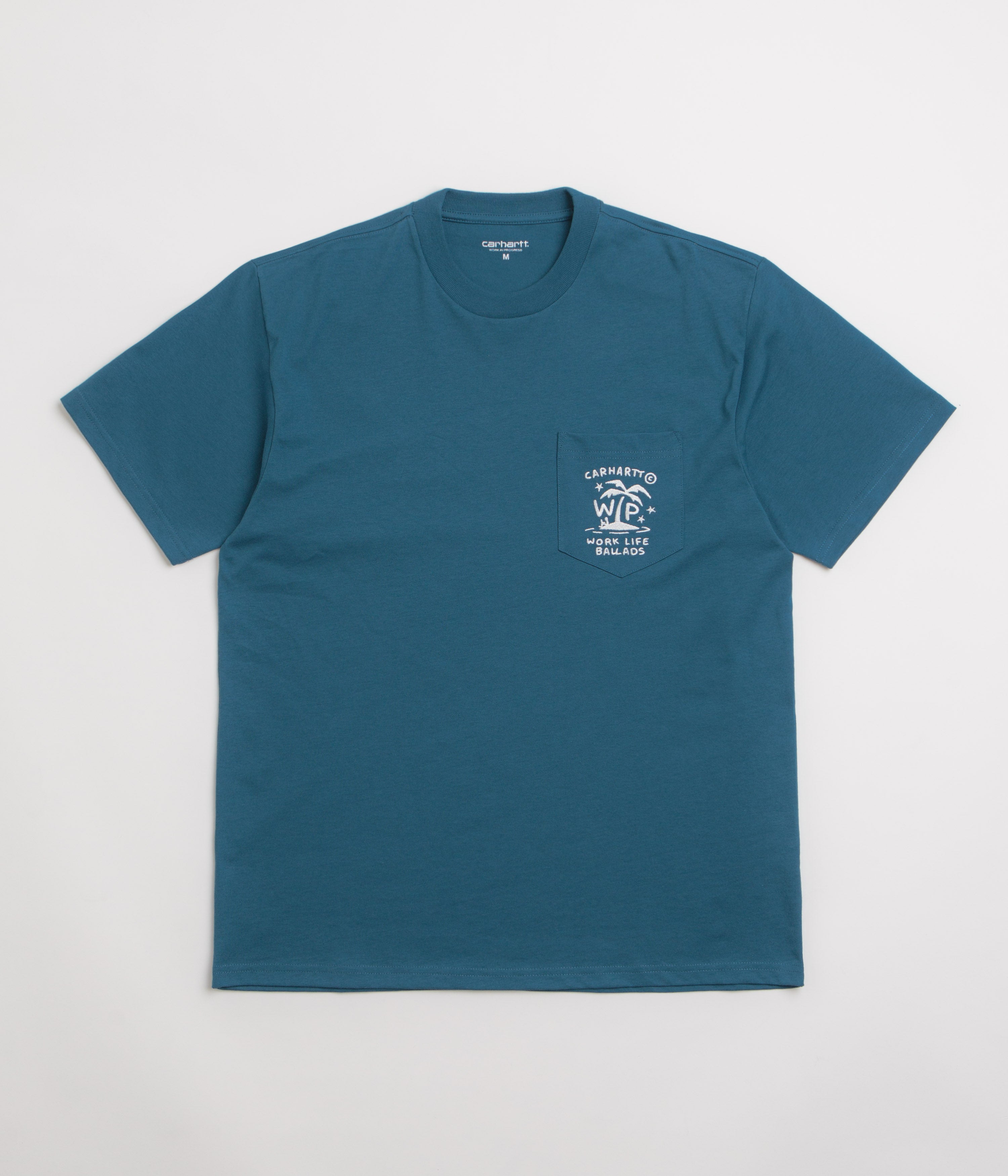 Carhartt Fragments Pocket T-Shirt for Men - Sodalite Blue & White Casual Tee - Perfect for Work, Outdoor Activities & Everyday Wear