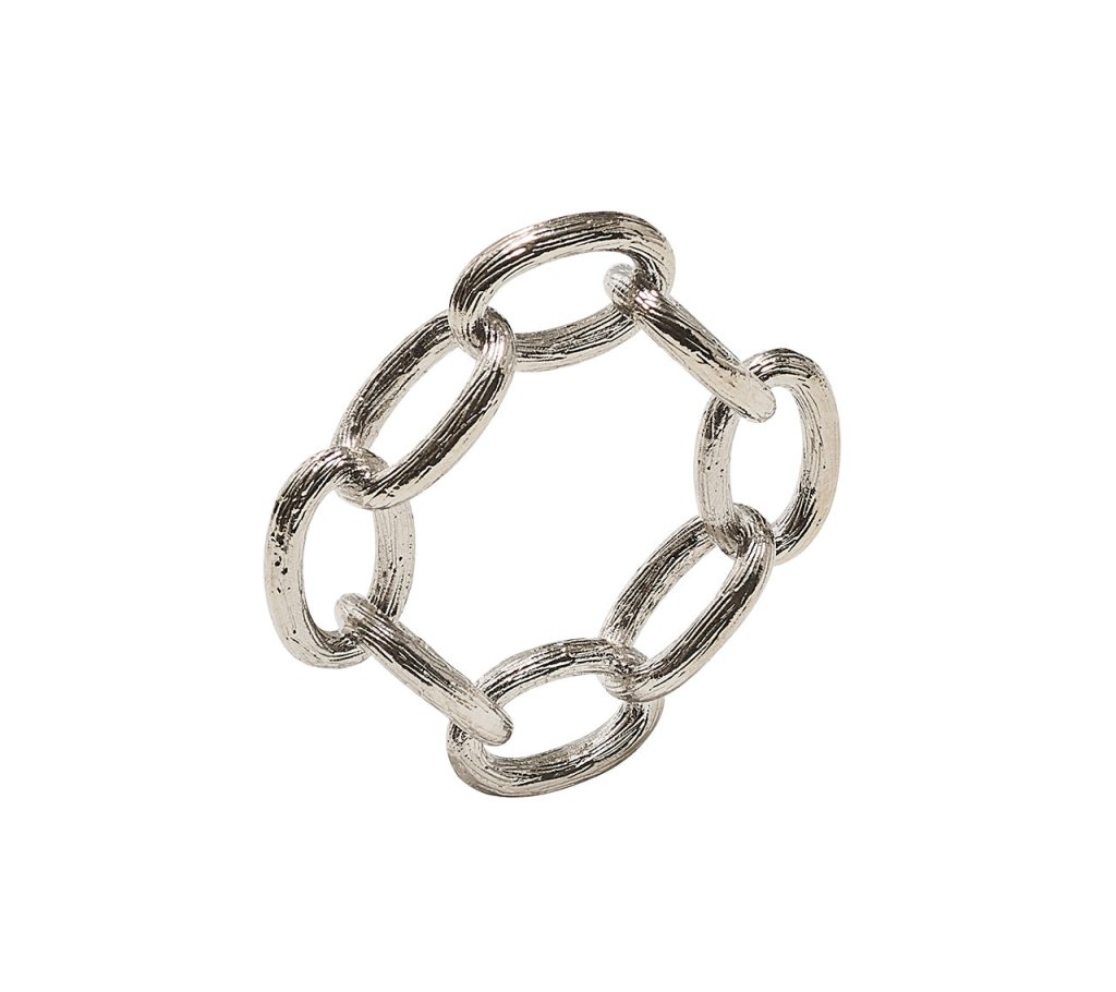 Elegant Chain Link Napkin Rings Set of 4 - Premium Stainless Steel Tableware Accessories for Wedding, Party, and Fine Dining Decor