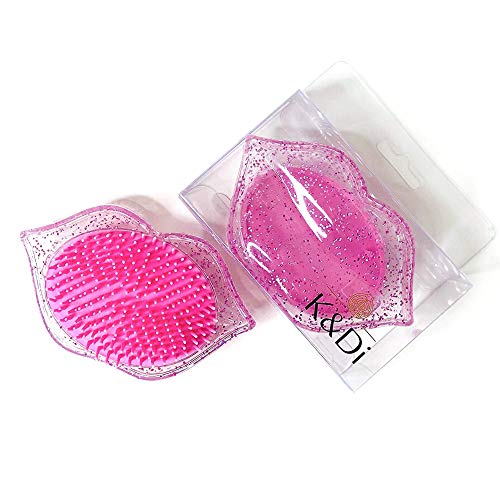 Pink Lip Shaped Mini Travel Hair Brush - Detangling Comb for All Hair Types, No Pain No Handle Portable Hair Brush for Women & Kids | Perfect for Purse, Gym Bag & Travel Accessories
