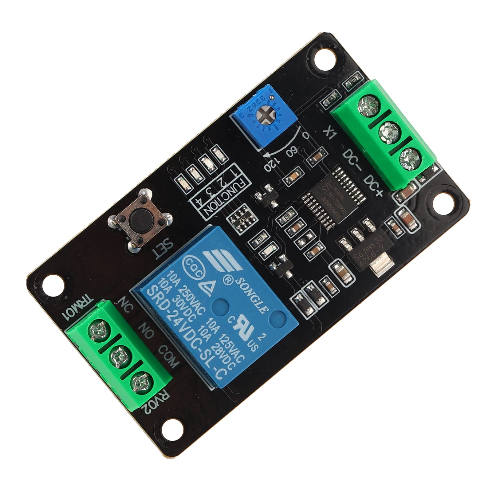 Delay Timer Relay Switch - 5V 12V 24V DC Adjustable Self-Locking On/Off Timer Module with 555 Timer (DC24V) for Industrial Automation, Home Appliances & DIY Electronics Projects