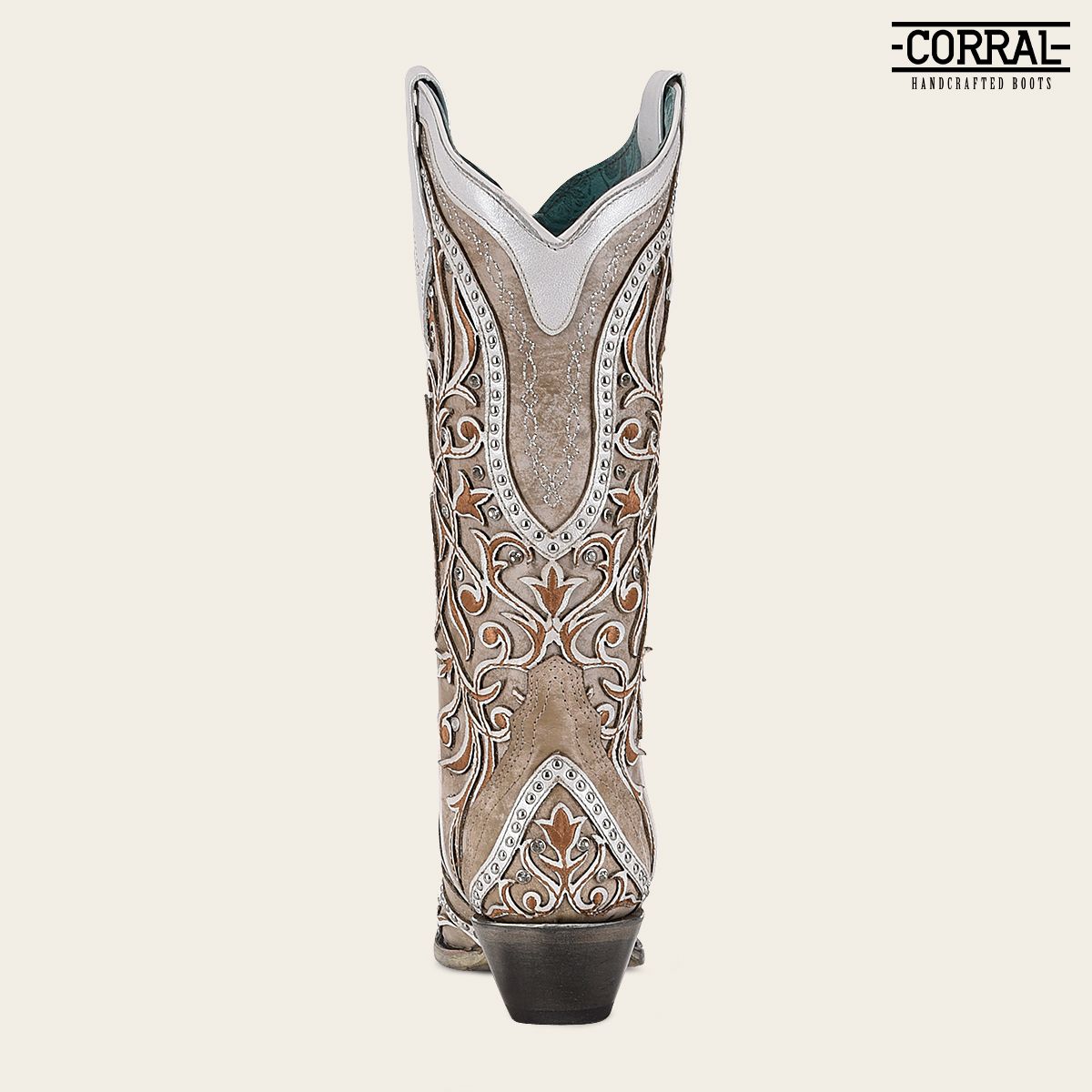 Women's A3837 Corral White Cowgirl Western Boots - Floral Inlay Leather Boots for Country Dancing, Rodeo & Western Fashion