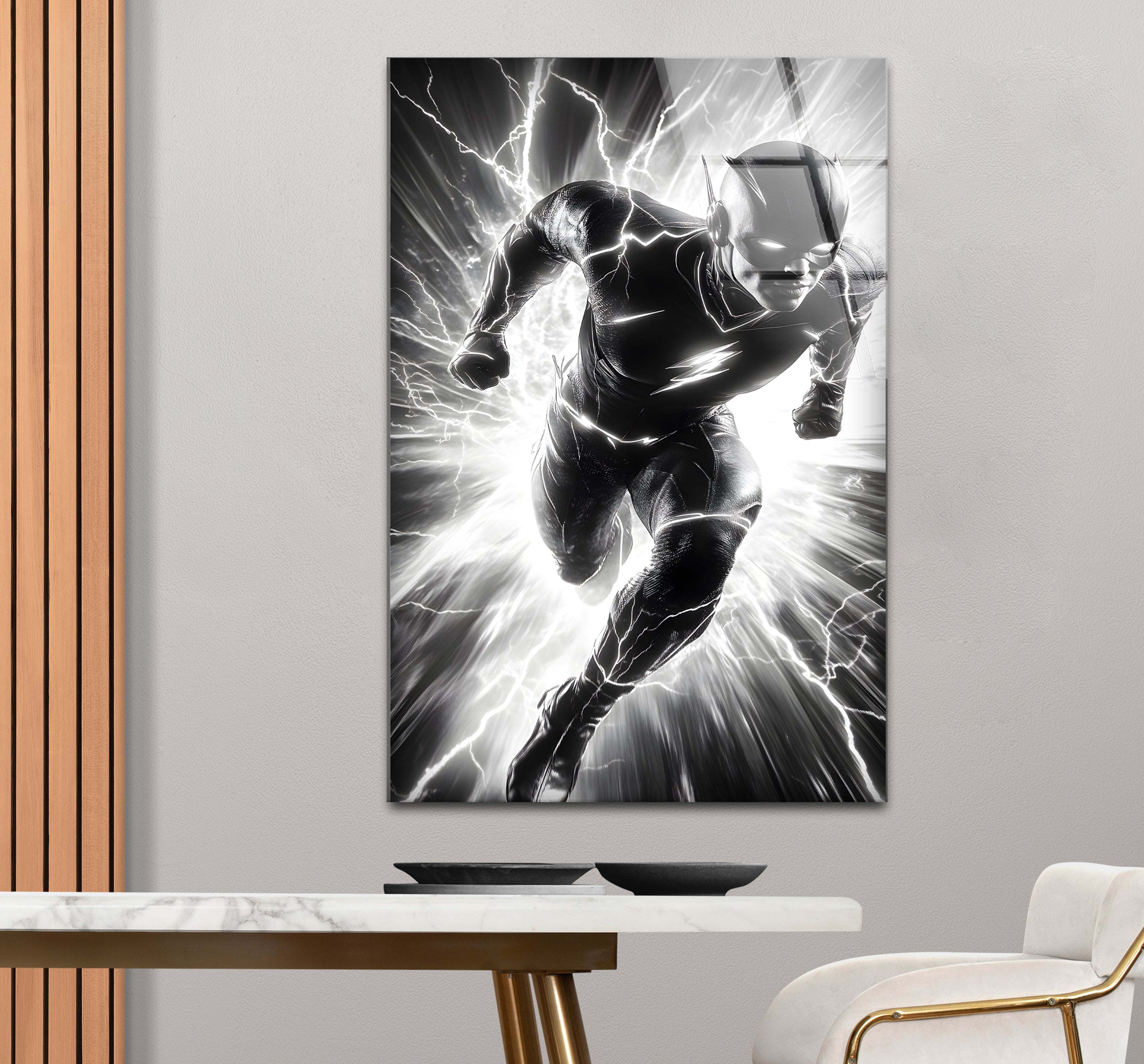 Black and White Flash Glass Wall Art - Modern Abstract Home Decor for Living Room, Bedroom & Office - Perfect for Gifts and Interior Design