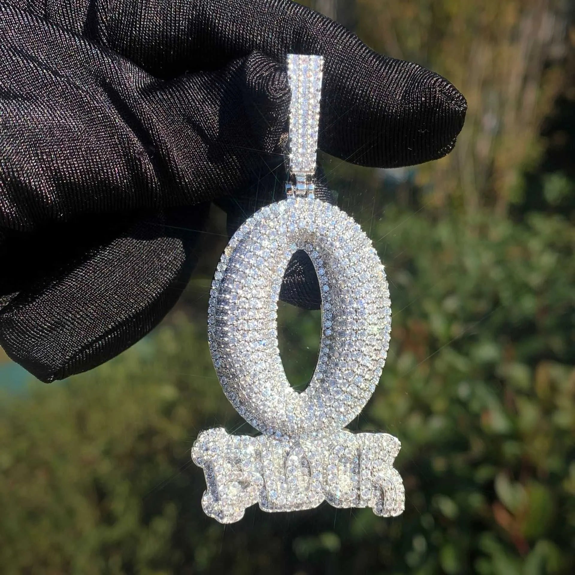O Block Iced Out VVS Moissanite Pendant Necklace - Luxury Hip Hop Jewelry for Men & Women | Perfect for Parties, Gifts & Streetwear Fashion